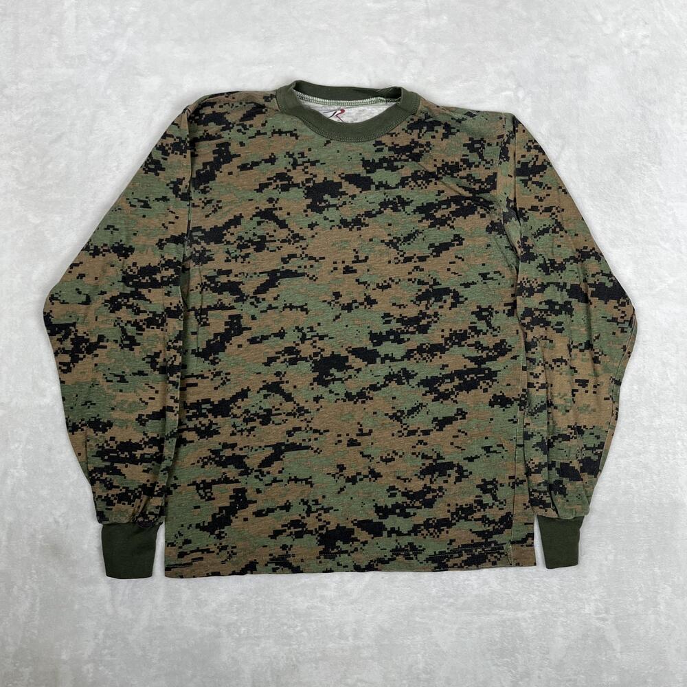 Rothco Long Sleeve T-Shirt Mens Small Green Digital Camo Military Hunting